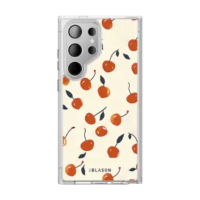 Smooth Outline Minimal Pattern Texture Galaxy S23 Ultra Halo MagSafe Cute Phone Case - Sweet Cherries