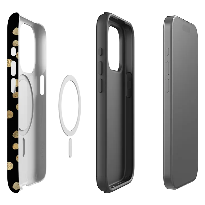 Gloss Touch iPhone MagSafe Tough Case -  Black and Gold Dots