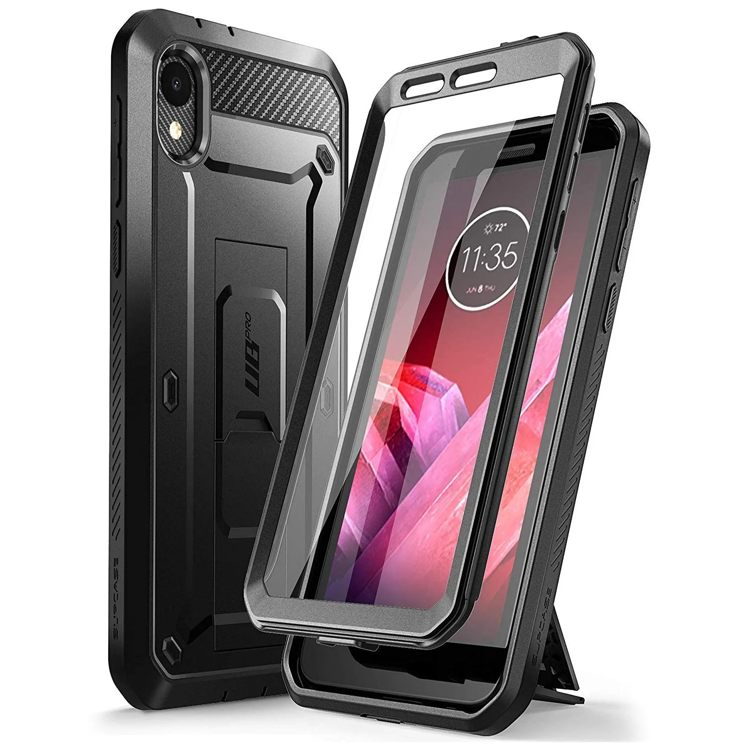 Moto E6 Unicorn Beetle Pro Rugged Holster Case-Black Trendy Aesthetic