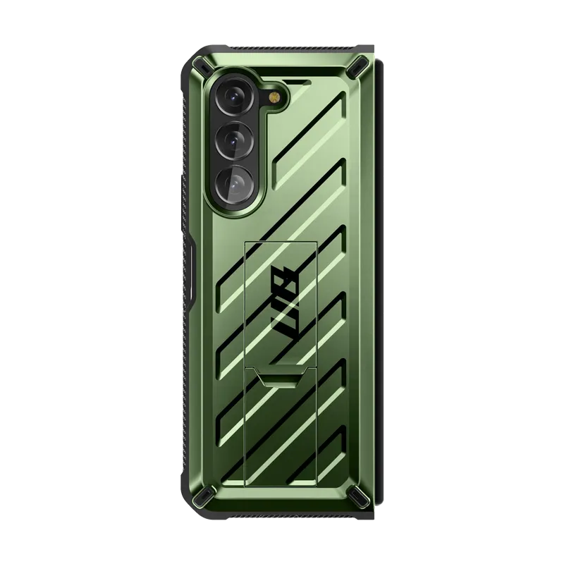 Minimal Pattern Galaxy Z Fold5 Unicorn Beetle Kickstand Case with Screen Protector-Dark Green
