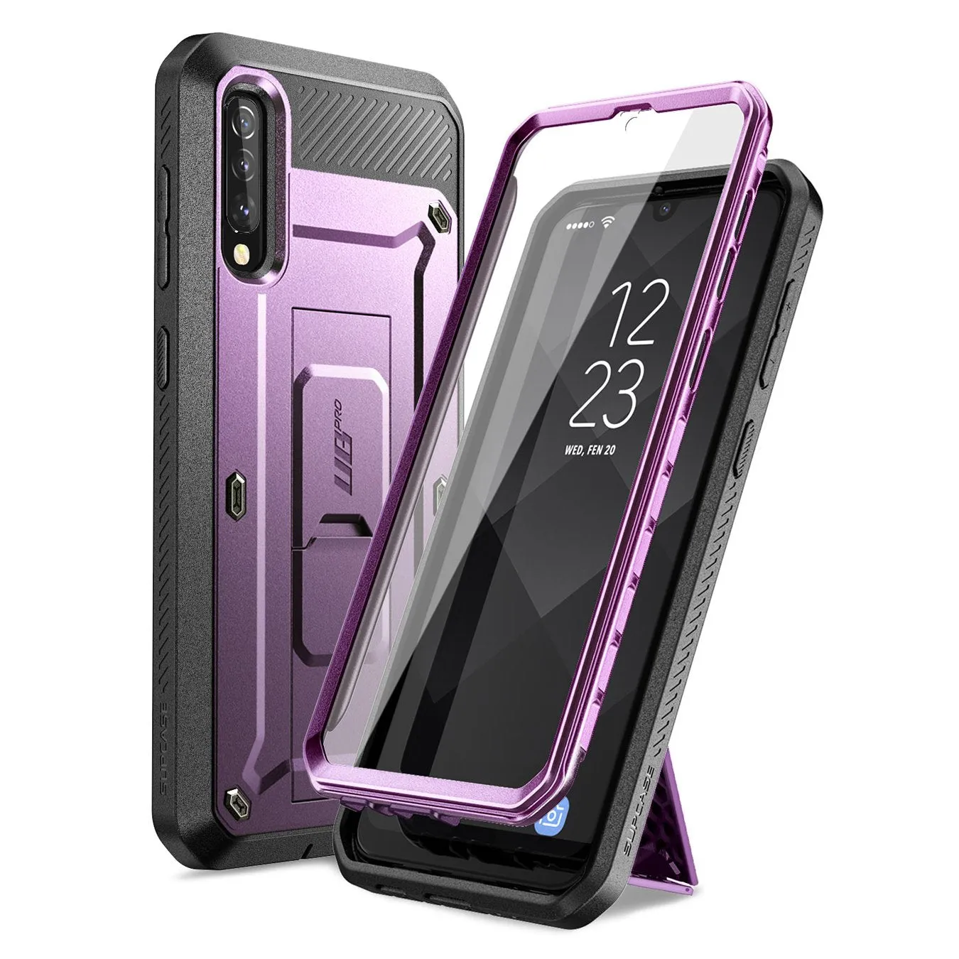 Flexible Build Form Hybrid Edge Finish Galaxy A50 Unicorn Beetle Pro Rugged Case-Metallic Purple