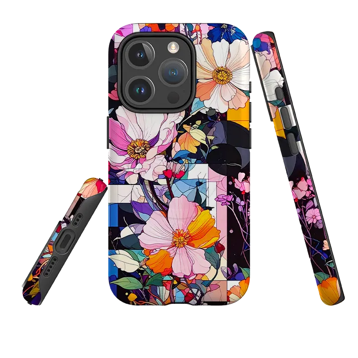 iPhone MagSafe Tough Case - Block Floral Clear Frame