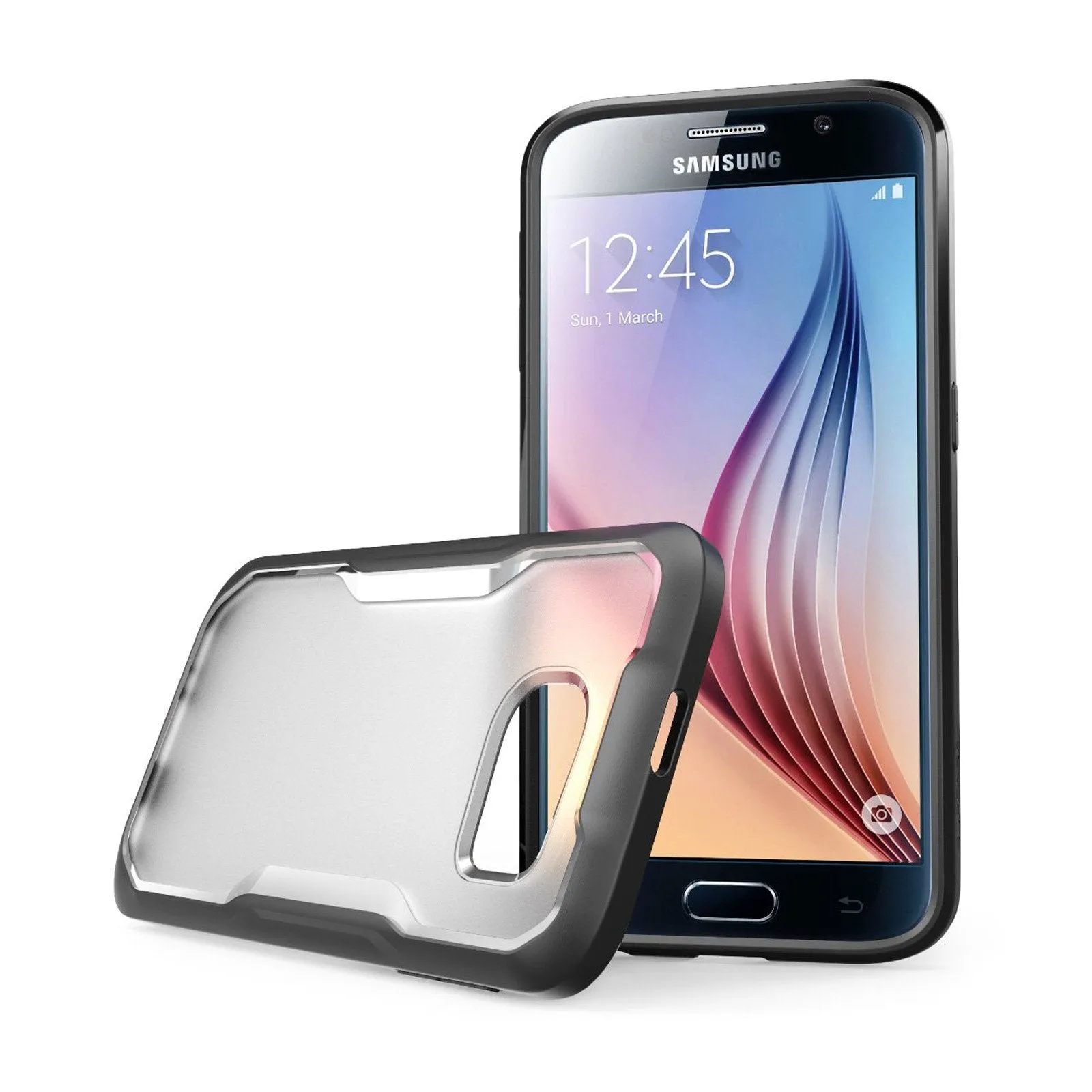 Shock Frame Galaxy S6 Unicorn Beetle Hybrid Protective Bumper Case-Frost