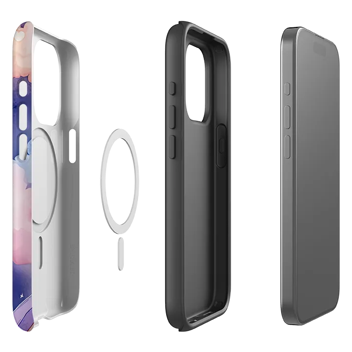 iPhone MagSafe Tough Case - Rainbow Clouds IV Rugged Look Finish Smooth Outline