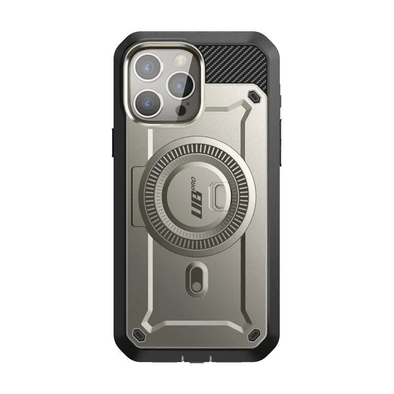 iPhone 15 Pro Max 6.7 inch Unicorn Beetle PRO MAG Rugged MagSafe Case-Titan Gray Minimal Detail Texture