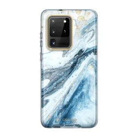 Galaxy S20 Ultra Cosmo Case - Marble Blue Light Design Comfort Grip