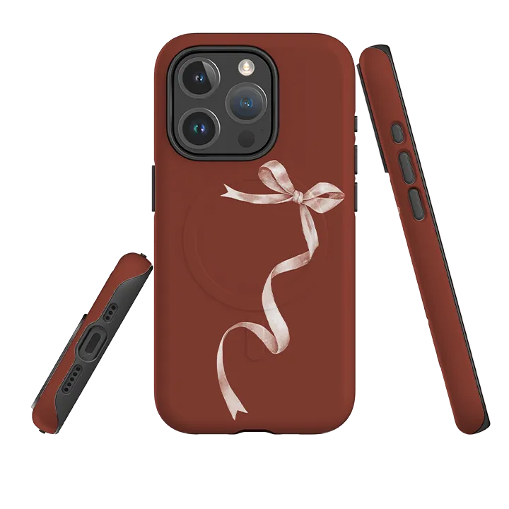 soft look Soft Texture iPhone MagSafe Tough Case -  Wiggly Ribbons Brown