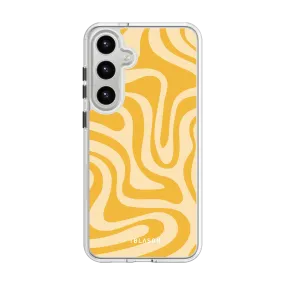 Galaxy S24 Halo MagSafe Cute Phone Case - Yellow Retro Swirl Stylish Surface Design Durable Finish Layer