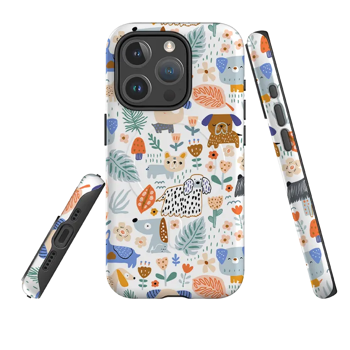 iPhone MagSafe Tough Case -  Dog Floral Pattern Protective Layer