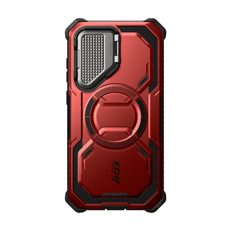 Galaxy S25 Armorbox Protective Phone Case - Metallic Red Trendy Aesthetic