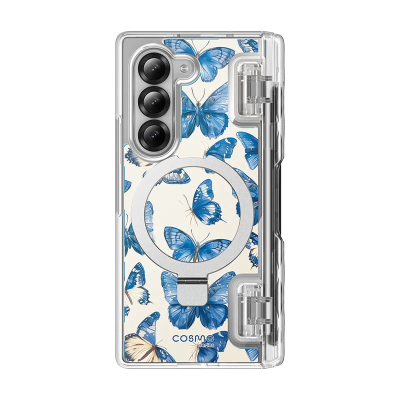 Galaxy Z Fold6 Cosmo Pro - Blue Butterfly Matte Pattern Design