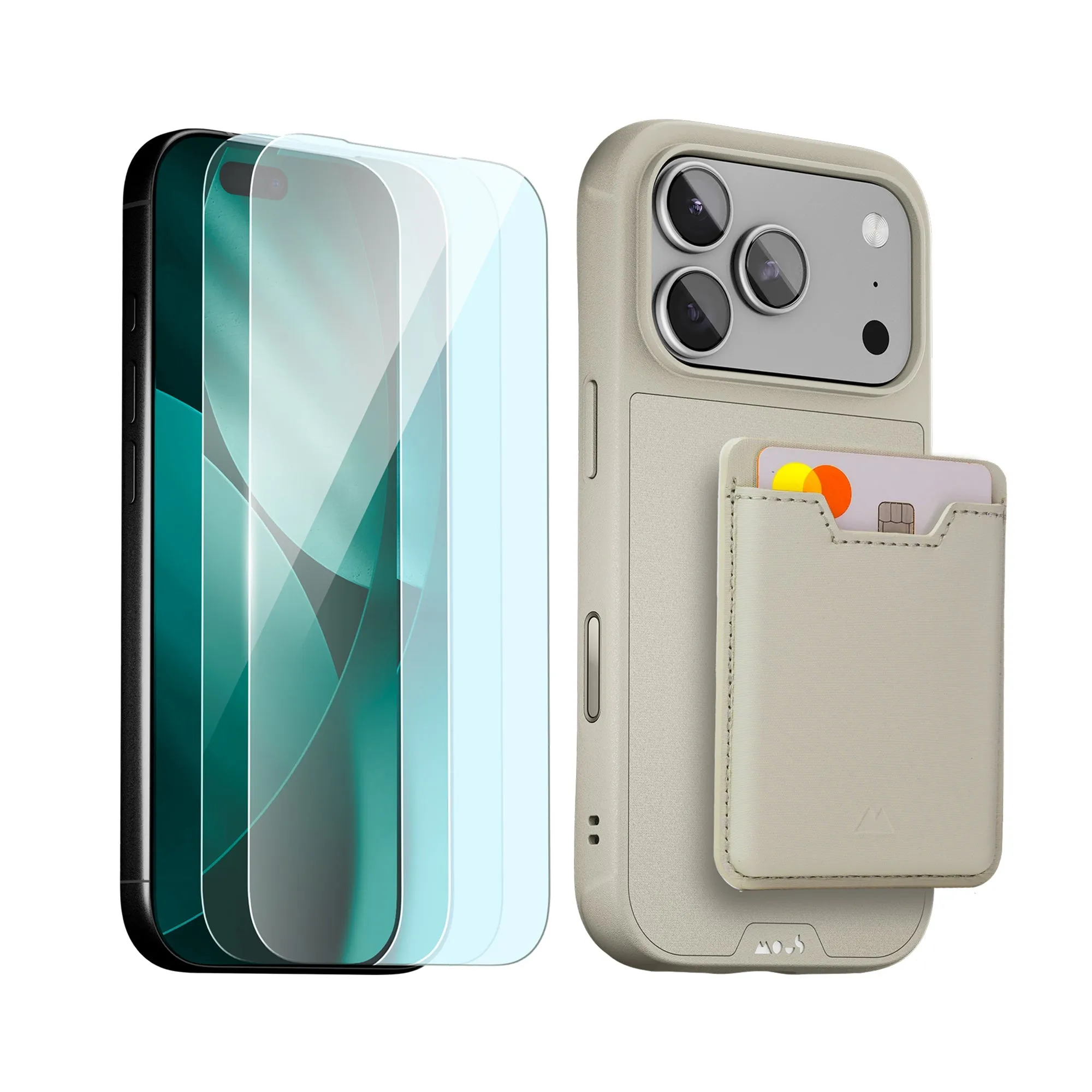 Bubble-Free Protector Stone Protective Case, Screen Protector and Card Wallet - iPhone Starter Kit
