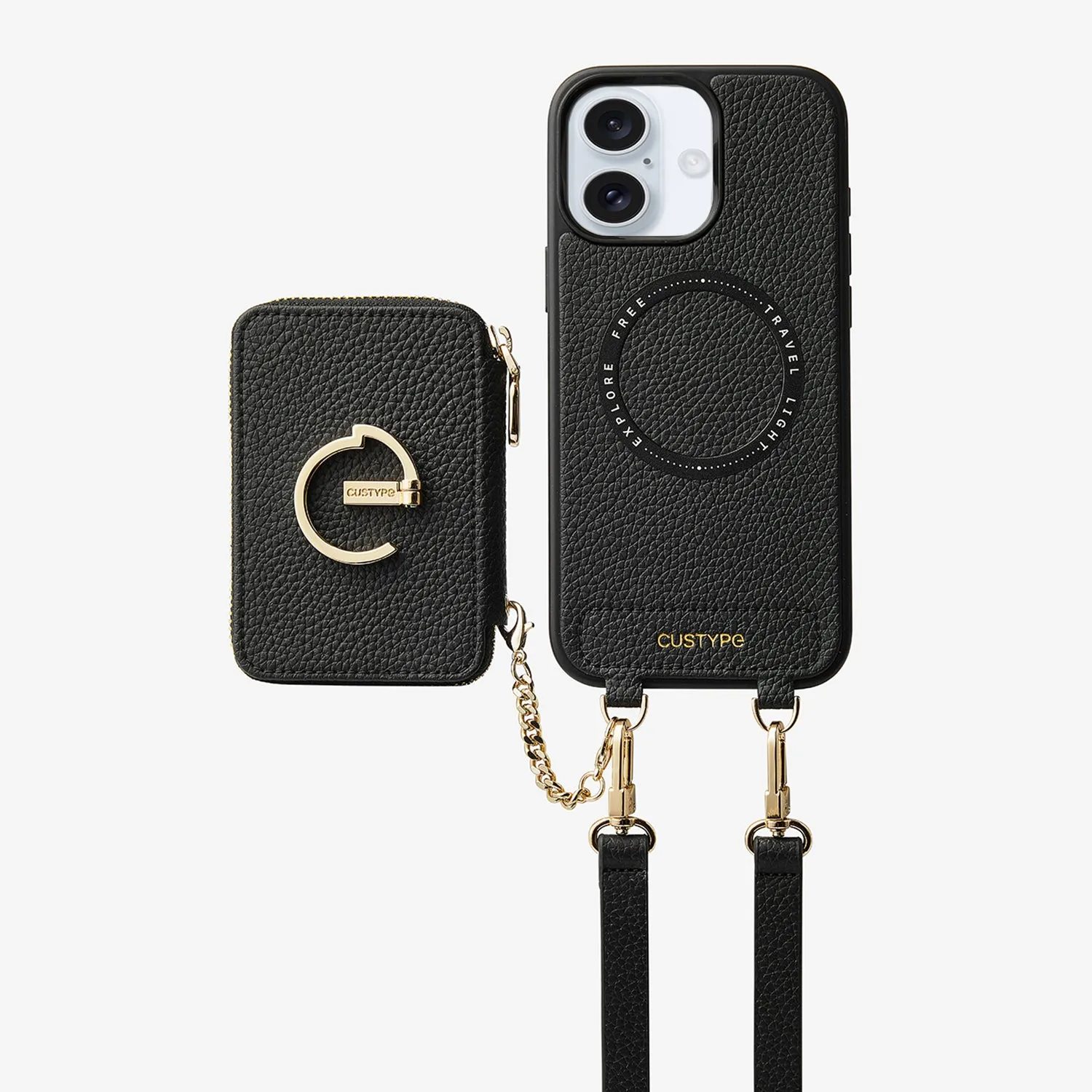 Original Design Set- Detachable Magsafe Crossbody Wallet Phone Case Set For Travel Hybrid Pattern Texture Premium Shield