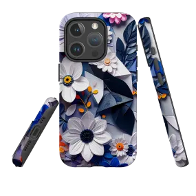 iPhone MagSafe Tough Case - Summer Blue Florals Smooth Layer