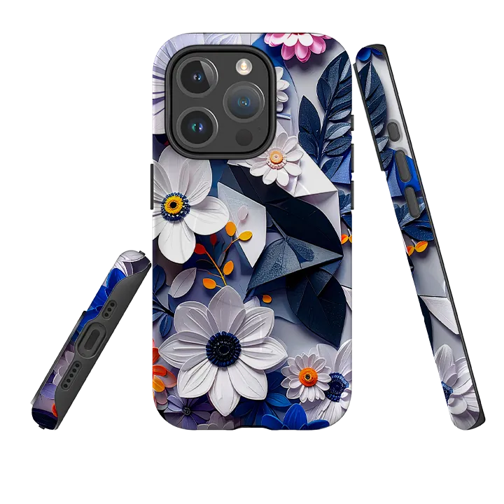 Hand Feel Protective Layering iPhone MagSafe Tough Case - Summer Blue Florals