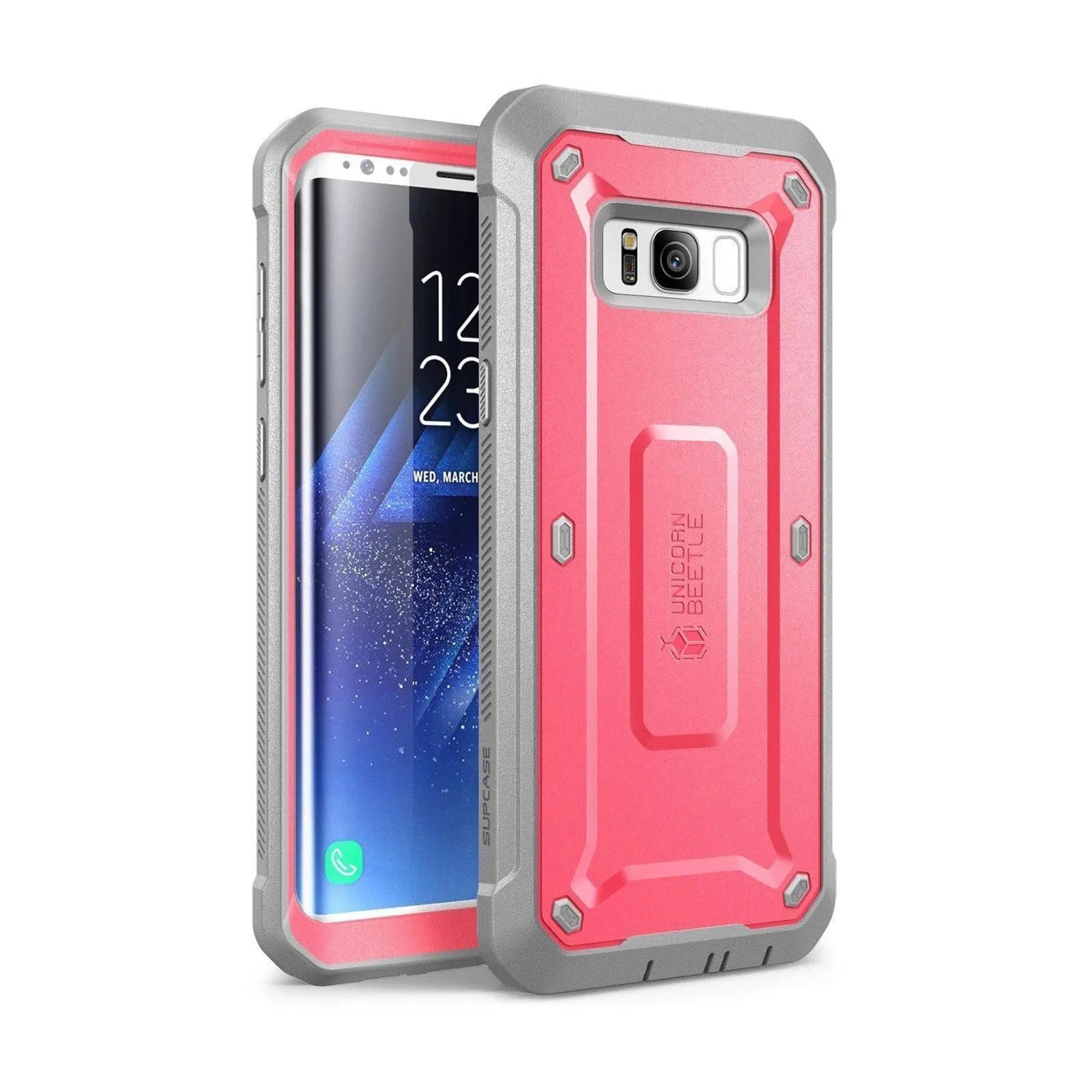 Trendy Aesthetic Galaxy S8 Plus Unicorn Beetle Pro Full Body Rugged Holster Case-Pink