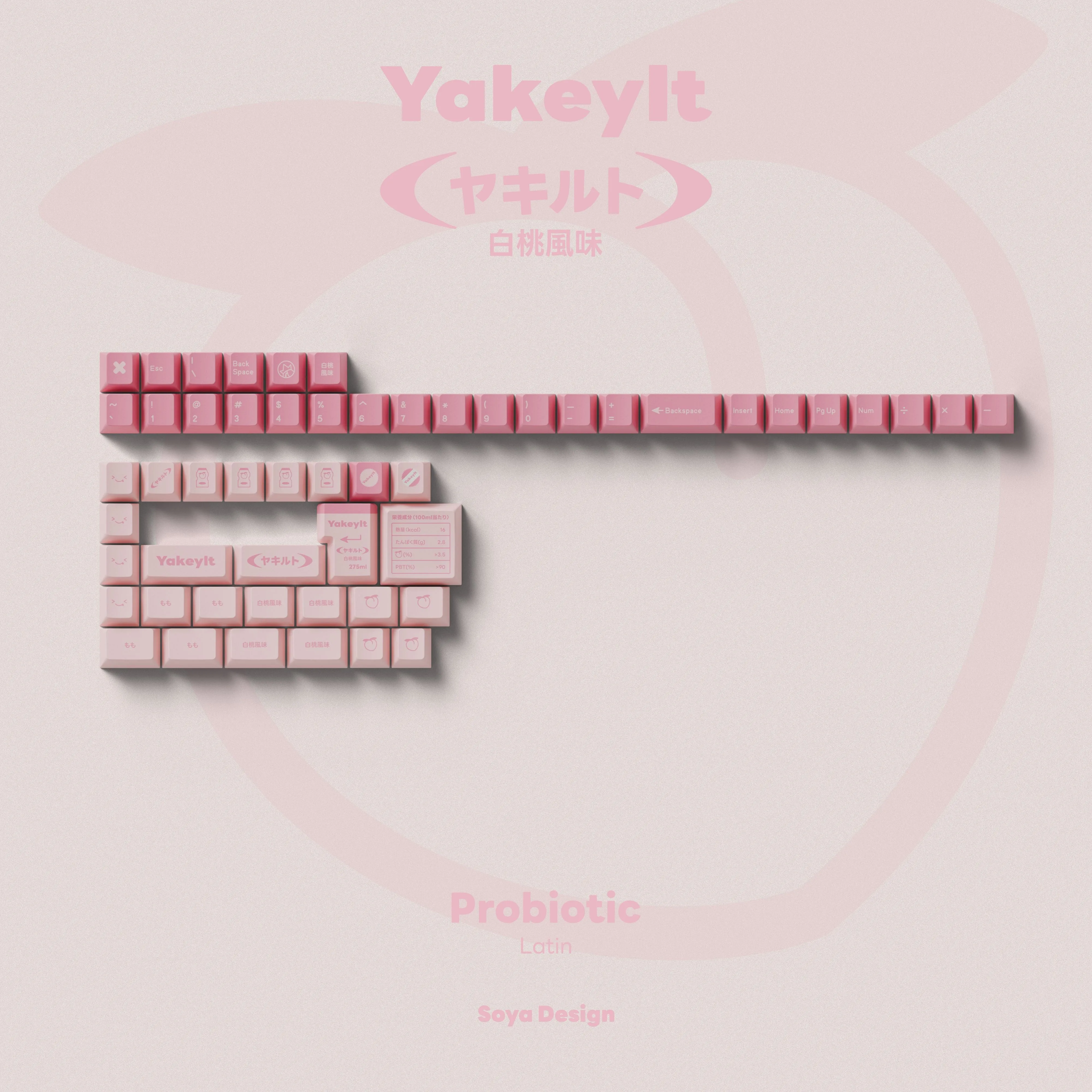 RGB Custom Effects Ergonomic Design TUT YAKEYLT PEACH CHERRY PROFILE KEYCAPS SET