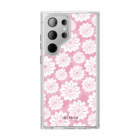 Soft Detail Layer Galaxy S24 Ultra Halo MagSafe Cute Phone Case - Pink/White Daisies