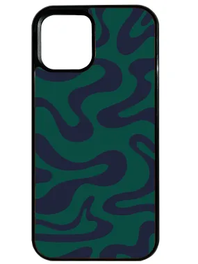 Liquid Swirl in Dark Green and Navy Phone Case Shock Absorbing Modern Grip