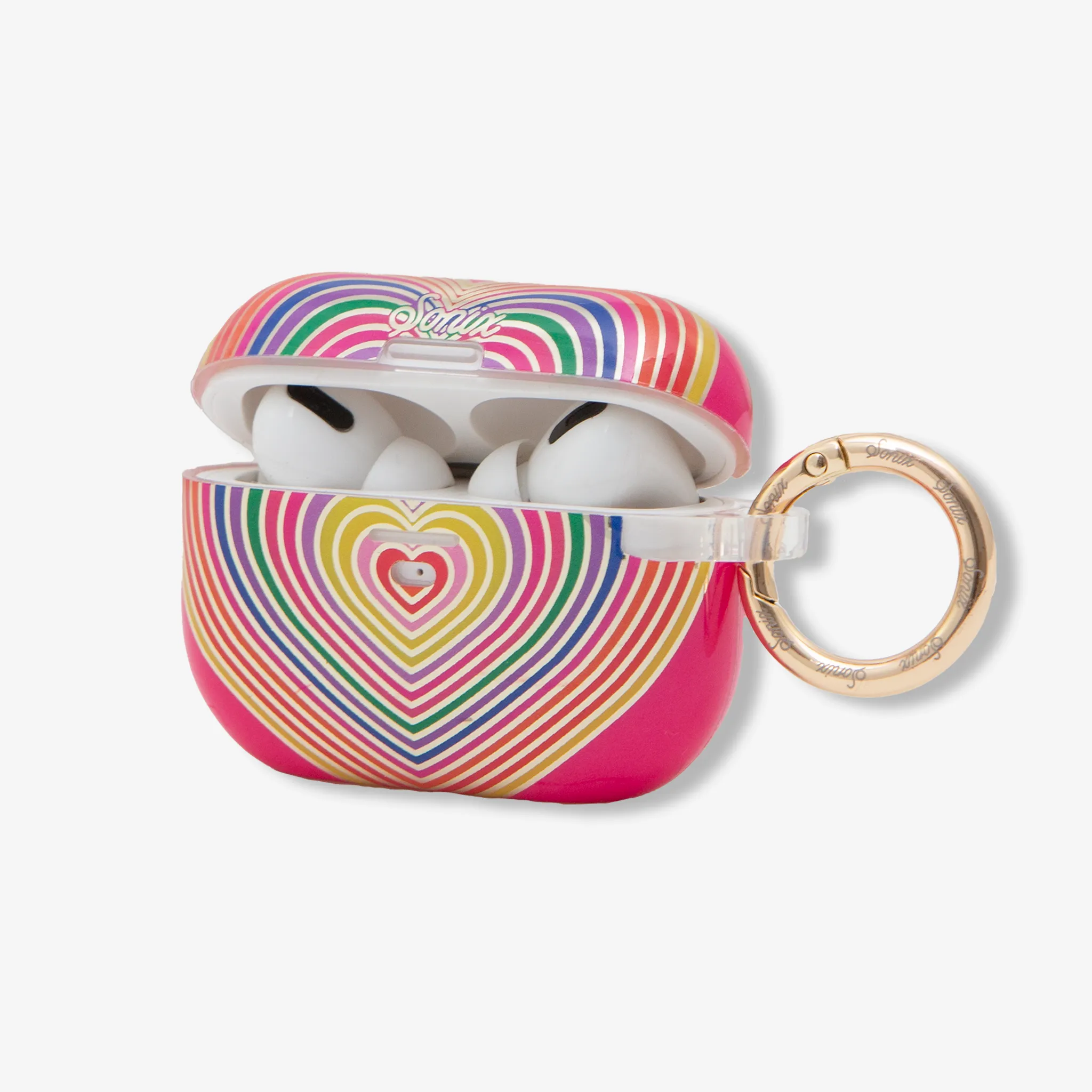 Flexible frame Subtle Texture Rainbow Hearts AirPods Case