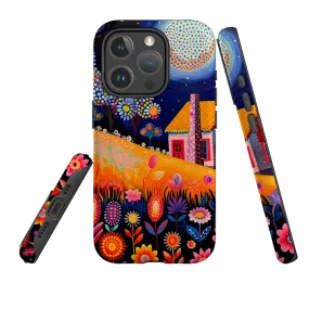 iPhone MagSafe Tough Case - Folk Art House I Vivid Detail Texture