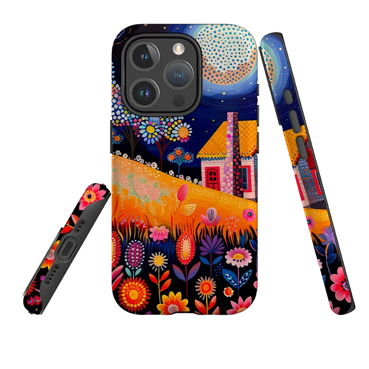 iPhone MagSafe Tough Case - Folk Art House I Vivid Detail Texture