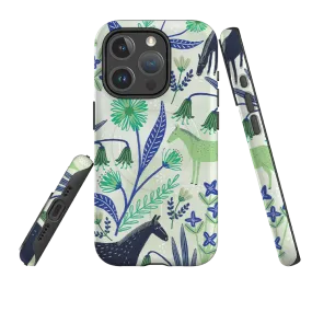 Anti glare iPhone MagSafe Tough Case -  Wild Ponies Green By Lee Foster Wilson
