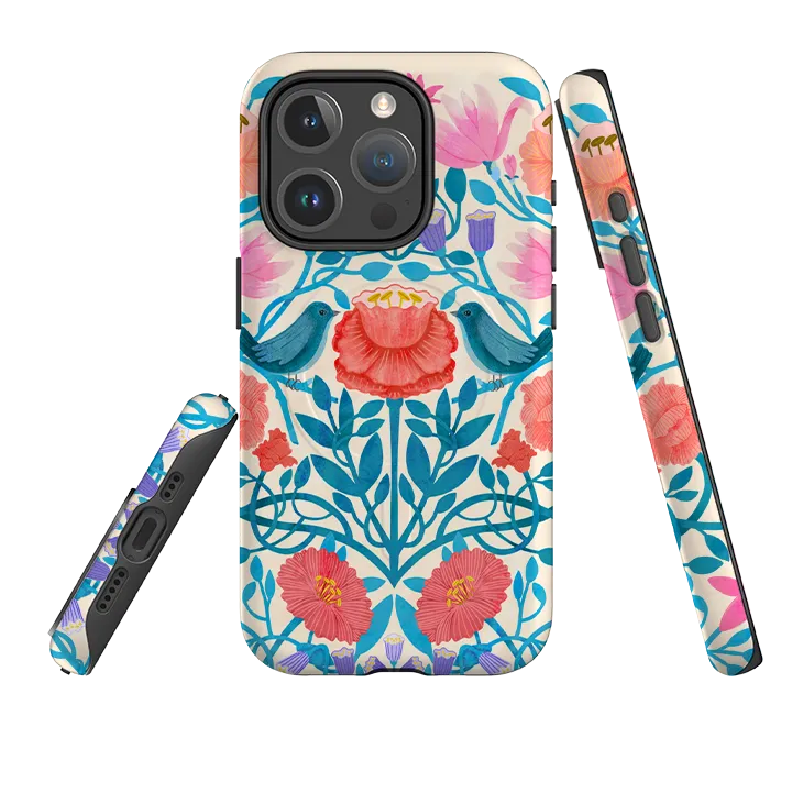 iPhone MagSafe Tough Case -  Floral Birds By Nina Pace Slim Profile Daily Grip
