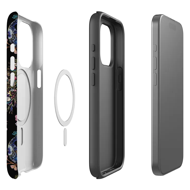 Luxury Look iPhone MagSafe Tough Case -  Peacock and Cherry Blossoms Dark By Helen Ahpornsiri