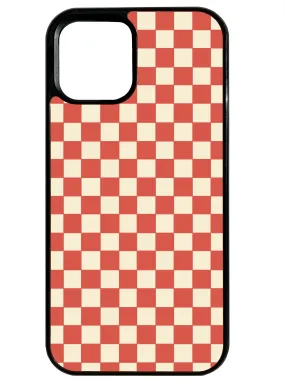 Chequer in Red and Cream Phone Case Premium Surface Finish