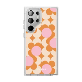 Heat dissipation Galaxy S24 Ultra Halo MagSafe Cute Phone Case - Orange Retro Geometric