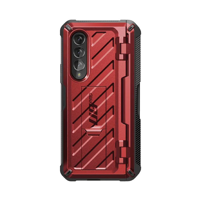 Simple Finish Galaxy Z Fold3 Unicorn Beetle PRO Rugged Case with S-Pen Holder-Metallic Red