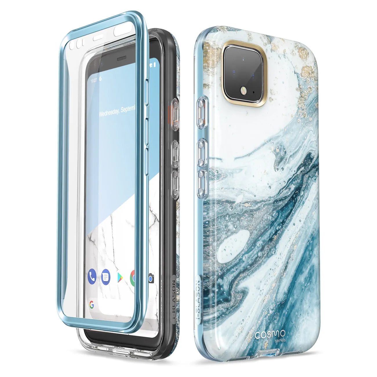Durable Edge Modern Detail Google Pixel 4 XL Cosmo Case-Marble Blue