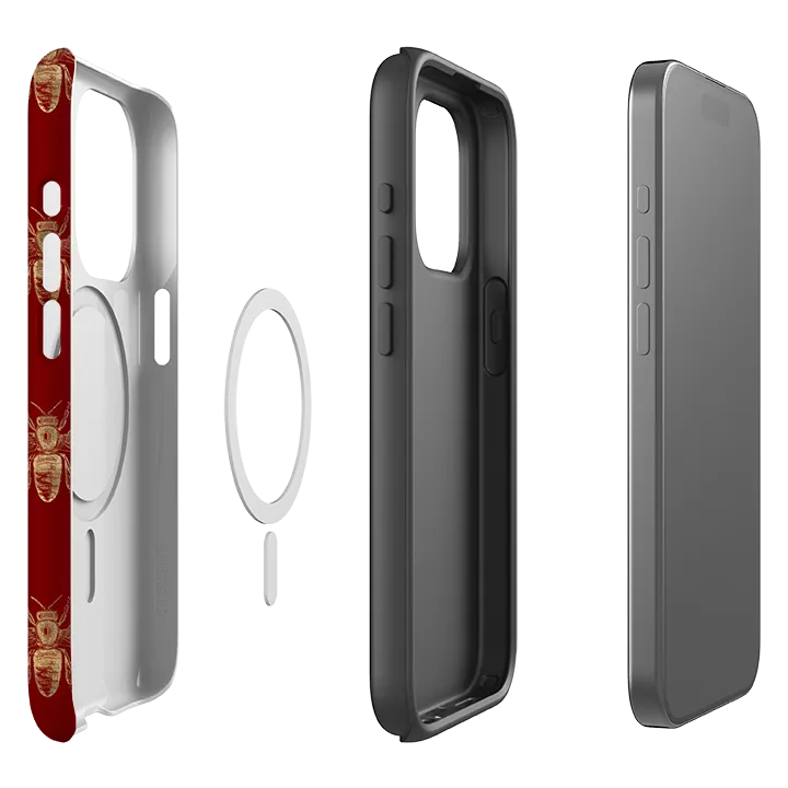 iPhone MagSafe Tough Case - Red Bees Smooth Texture Pattern Premium Surface
