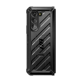 Galaxy Z Fold5 Unicorn Beetle Kickstand Case with Screen Protector-Black Protective Look Luxury Pattern