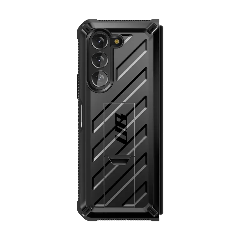 Galaxy Z Fold5 Unicorn Beetle Kickstand Case with Screen Protector-Black Protective Look Luxury Pattern
