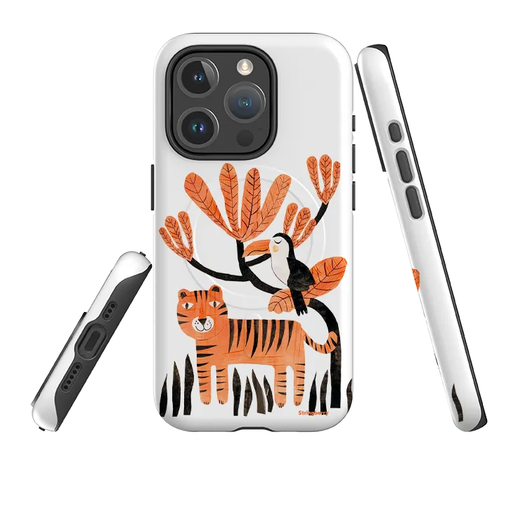 iPhone MagSafe Tough Case - Tiger and Toucan By Tracey English Stylish Grip Texture Affordable option