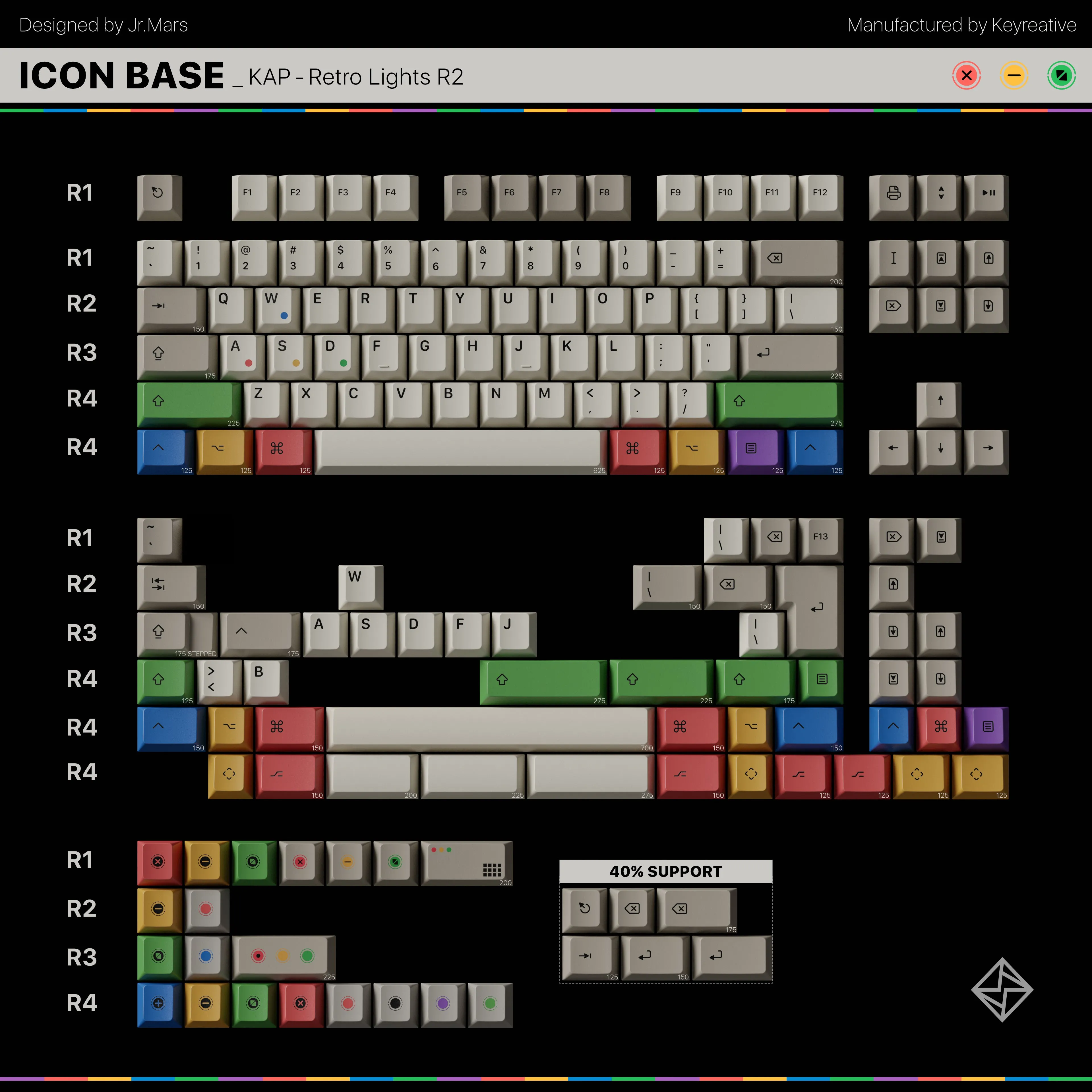 Tenkeyless Design Mechanical Typing Setup KAP Retro Lights R2 Keycap Set [INSTOCK]