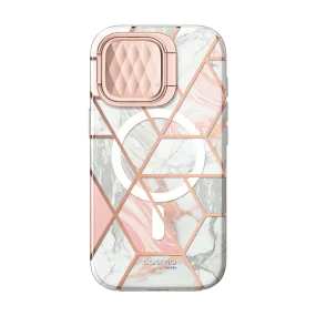 iPhone 15 Pro Max Cosmo Mag Case - Marble Pink Smooth Edge Design