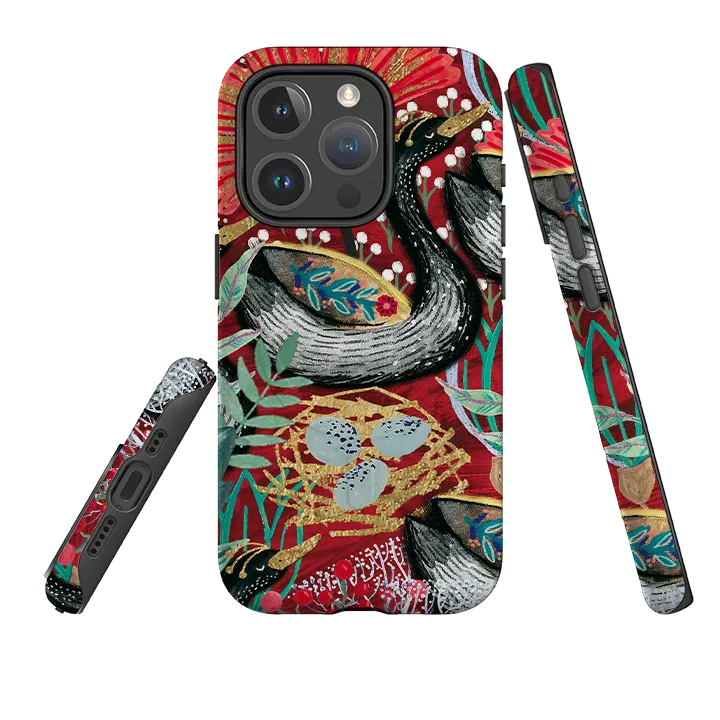 Durable Detail Non slip grip iPhone MagSafe Tough Case - Eight Geese A Laying By Emma Frances Grant