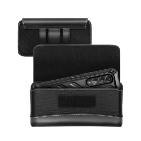Universal Belt Clip Cell Phone Holster for Galaxy Fold and Large Phones-Black Impact Cushion TPU Material