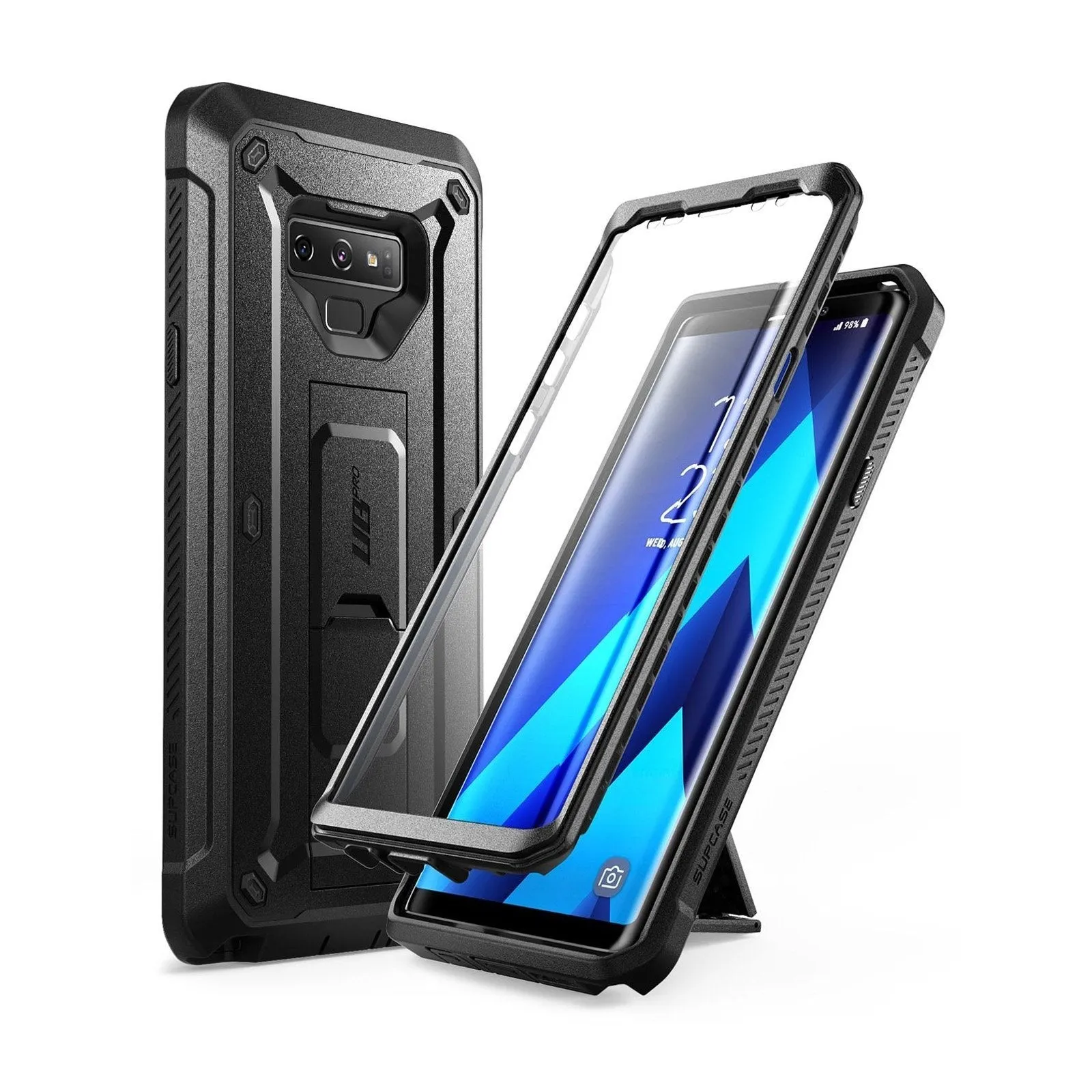 Flexible Edge Texture Galaxy Note9 Unicorn Beetle Pro Rugged Holster Case-Black
