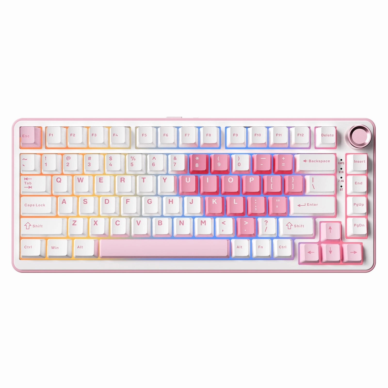 Reactive Lighting Kit Keyboard Tilt Adjustment YUNZII B75 Pro White Heart Wireless Mechanical Keyboard