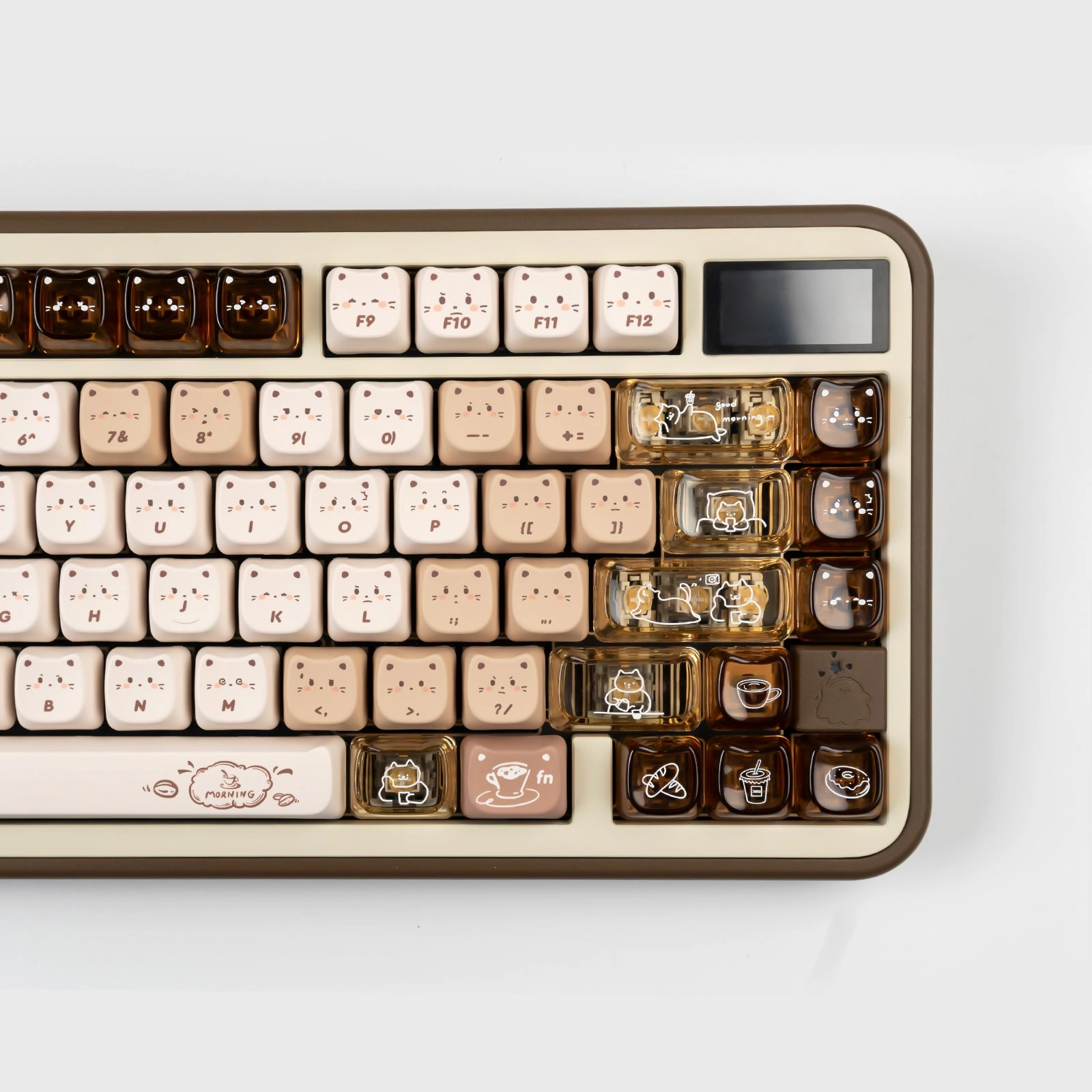Premium Typing Experience Kit YUNZII Jelly Coffee Kitten MAO Profile Keycap Set Clicky Gaming